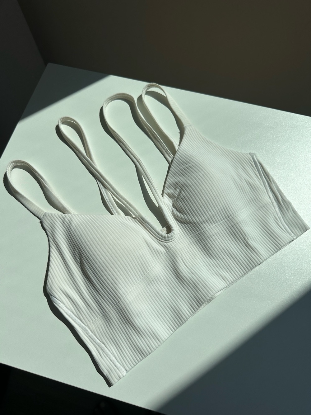 lululemon athletica Ribbed V-Neck Double Strap Sports Bra - White